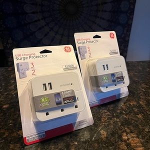 2 x GE Surge Protector Outlet Extender USB Fast Charge